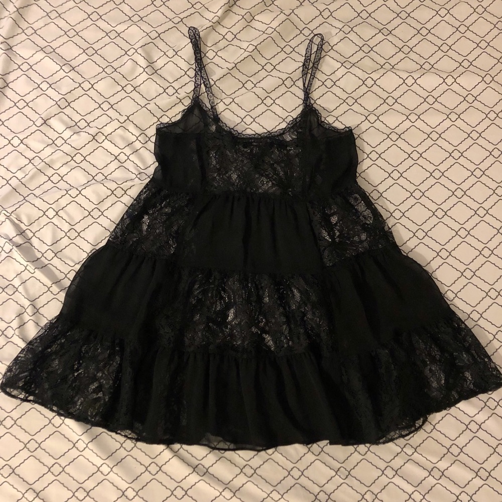 Sheer Black Lace Panel Dress